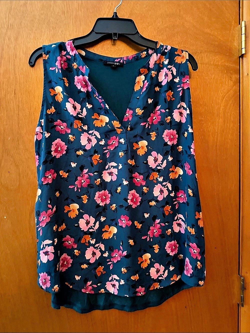 PaperMoon Floral Sleeveless Blouse in Blue & Pink Size Large